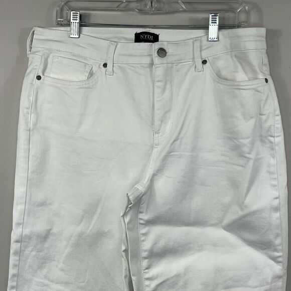 NYDJ Wide Leg Pedal Pusher Cropped Jeans White 12 Capri Lift and Tuck - Picture 2 of 12